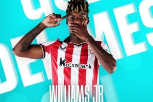 连过3人小角度爆杆！官方：尼科·威廉姆斯获西甲11月最佳进球